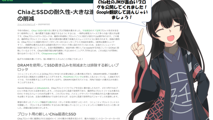 Chia社のSSD耐久性についてのブログが面白い！日本語訳で読んじゃいましょう。