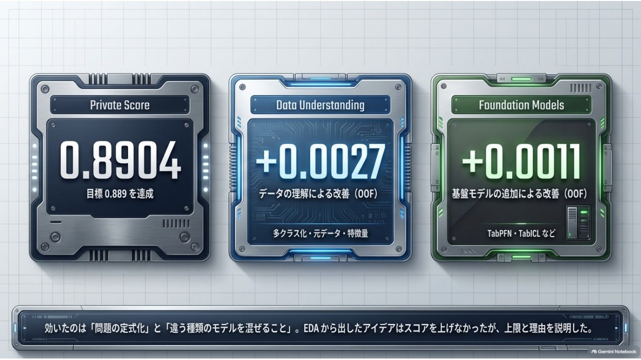 Private 0.8904と改善の方向を示す図